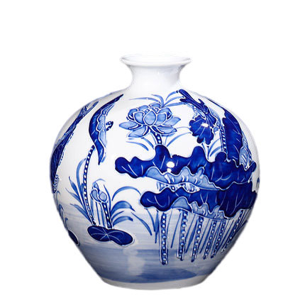 Kompatibelt porslin till Jahrriesnge relief lotus vase cna0904  Kompatibelt porslin Jahrriesnge  till relief lotus vase cna0904