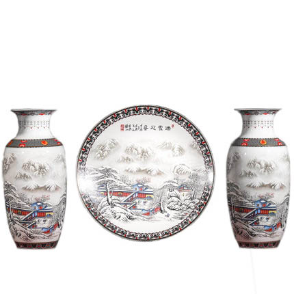 Kompatibelt porslin till Jahrriesnge snow scene vase set 3pcs cna1044  Kompatibelt porslin Jahrriesnge  till snow scene vase set 3pcs cna1044
