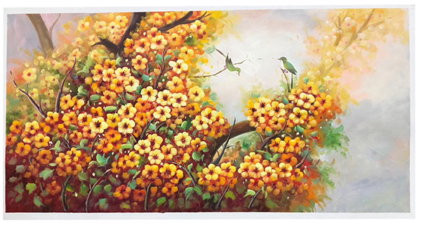 Kompatibelt Oljemålning till Jahrriesnge yellow-flower-lpg0393  Kompatibelt Oljemålning Jahrriesnge  till yellow-flower-lpg0393