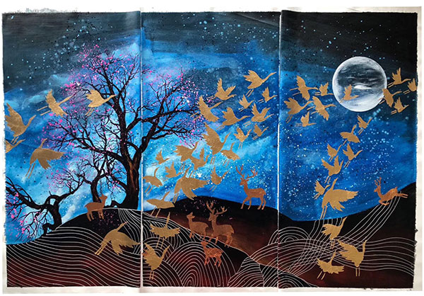 Kompatibelt Landskap till JAHRRIESNGE birds-deers-night-lpg1473  Kompatibelt Landskap JAHRRIESNGE  till birds-deers-night-lpg1473